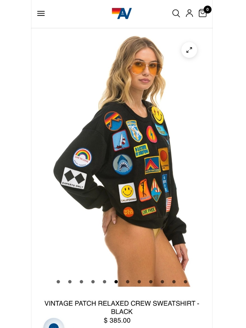 New Aviator Nation VINTAGE PATCH RELAXED CREW SWEATSHIRT -BLACK Small - Picture 10 of 10